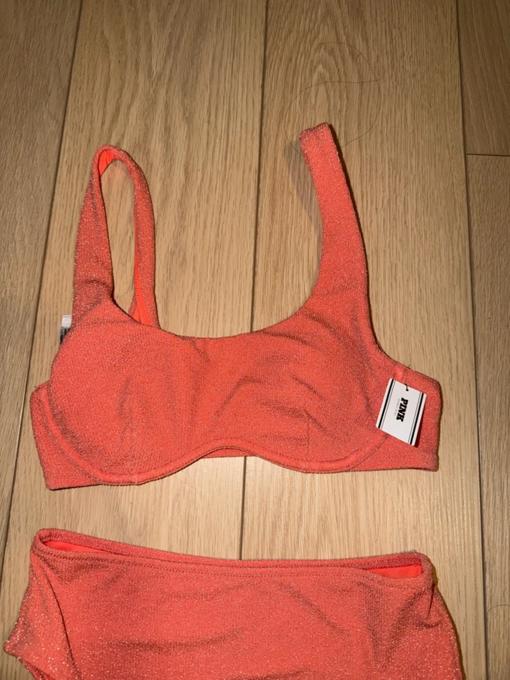 PINK Victoria's Secret Shimmery Coral Orange Bikini Top